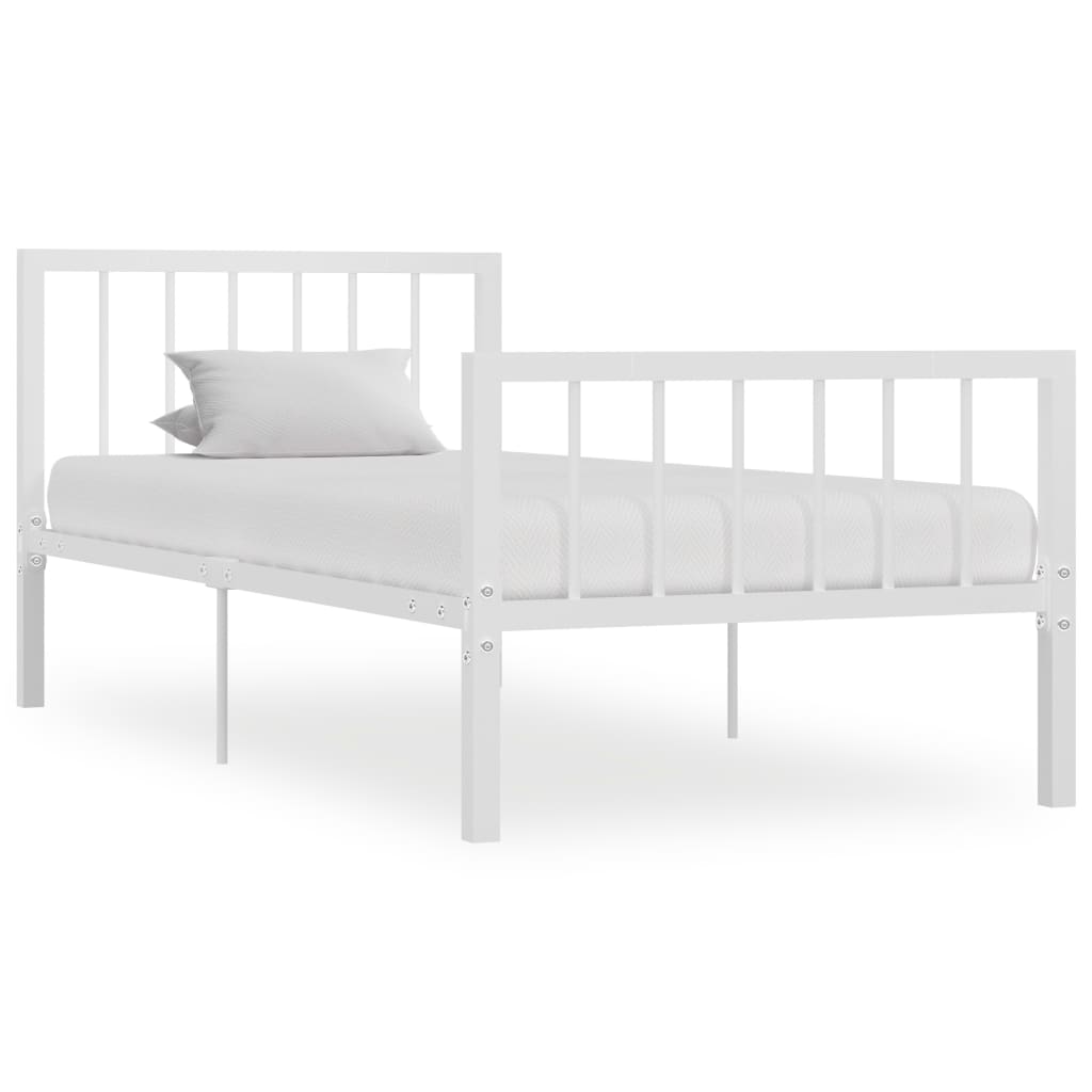 vidaXL Cadru de pat, alb, 100 x 200 cm, metal vidaXL imagine 2022