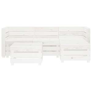 vidaXL Sodo baldų komplektas i&scaron; palečių, 5 dalių, baltas, mediena