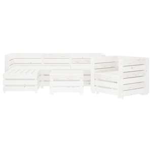 vidaXL Sodo baldų komplektas i&scaron; palečių, 6 dalių, baltas, mediena