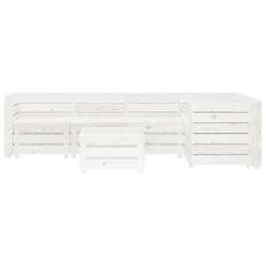 vidaXL Sodo poilsio komplektas i&scaron; palečių, 6 dalių, baltas, mediena