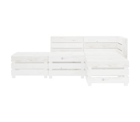 vidaXL Sodo baldų komplektas i&scaron; palečių, 4 dalių, baltas, mediena