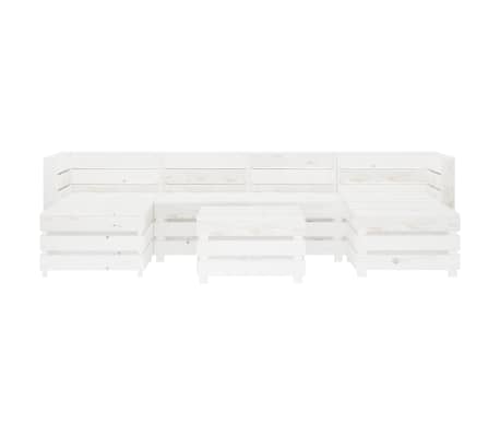 vidaXL Sodo poilsio komplektas i&scaron; palečių, 7 dalių, baltas, mediena