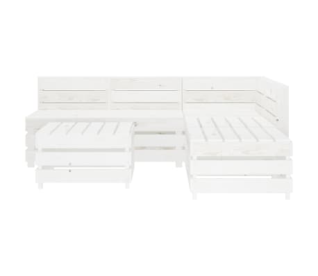 vidaXL Sodo poilsio komplektas i&scaron; palečių, 6 dalių, baltas, mediena