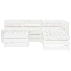 vidaXL Sodo poilsio komplektas i&scaron; palečių, 6 dalių, baltas, mediena