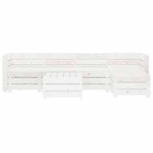 vidaXL Sodo poilsio komplektas i&scaron; palečių, 6 dalių, baltas, mediena