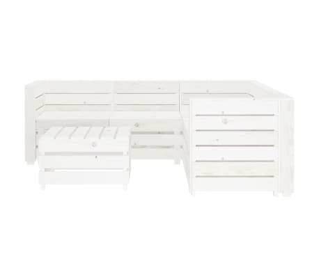 vidaXL Sodo poilsio komplektas i&scaron; palečių, 6 dalių, baltas, mediena