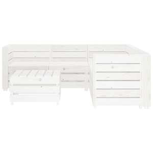 vidaXL Sodo poilsio komplektas i&scaron; palečių, 6 dalių, baltas, mediena