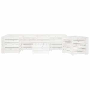 vidaXL Sodo poilsio komplektas i&scaron; palečių, 7 dalių, baltas, mediena