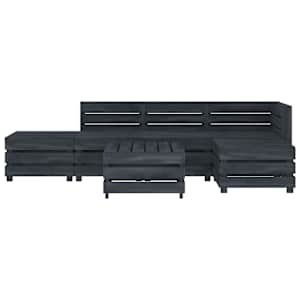 vidaXL Sodo poilsio komplektas i&scaron; palečių, 6 dalių, pilkas, mediena