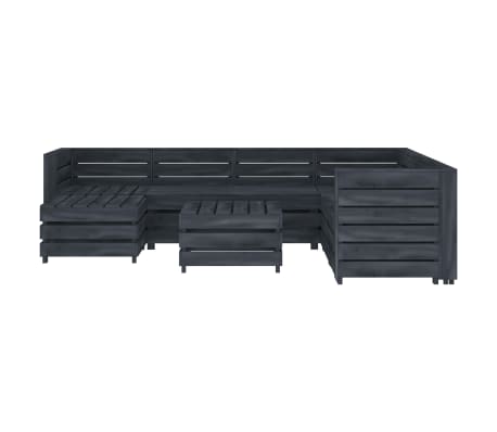 vidaXL Sodo poilsio komplektas i&scaron; palečių, 8 dalių, pilkas, mediena