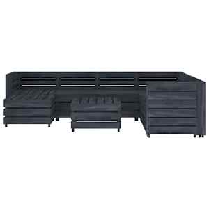 vidaXL Sodo poilsio komplektas i&scaron; palečių, 8 dalių, pilkas, mediena