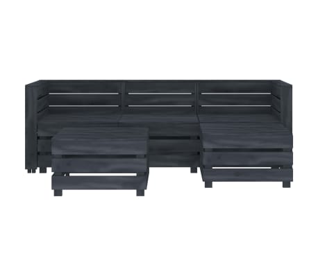 vidaXL Sodo baldų komplektas i&scaron; palečių, 5 dalių, pilkas, mediena