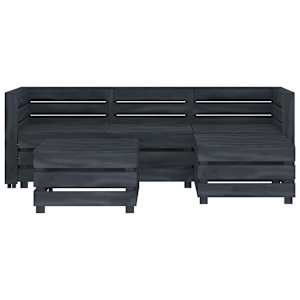 vidaXL Sodo baldų komplektas i&scaron; palečių, 5 dalių, pilkas, mediena