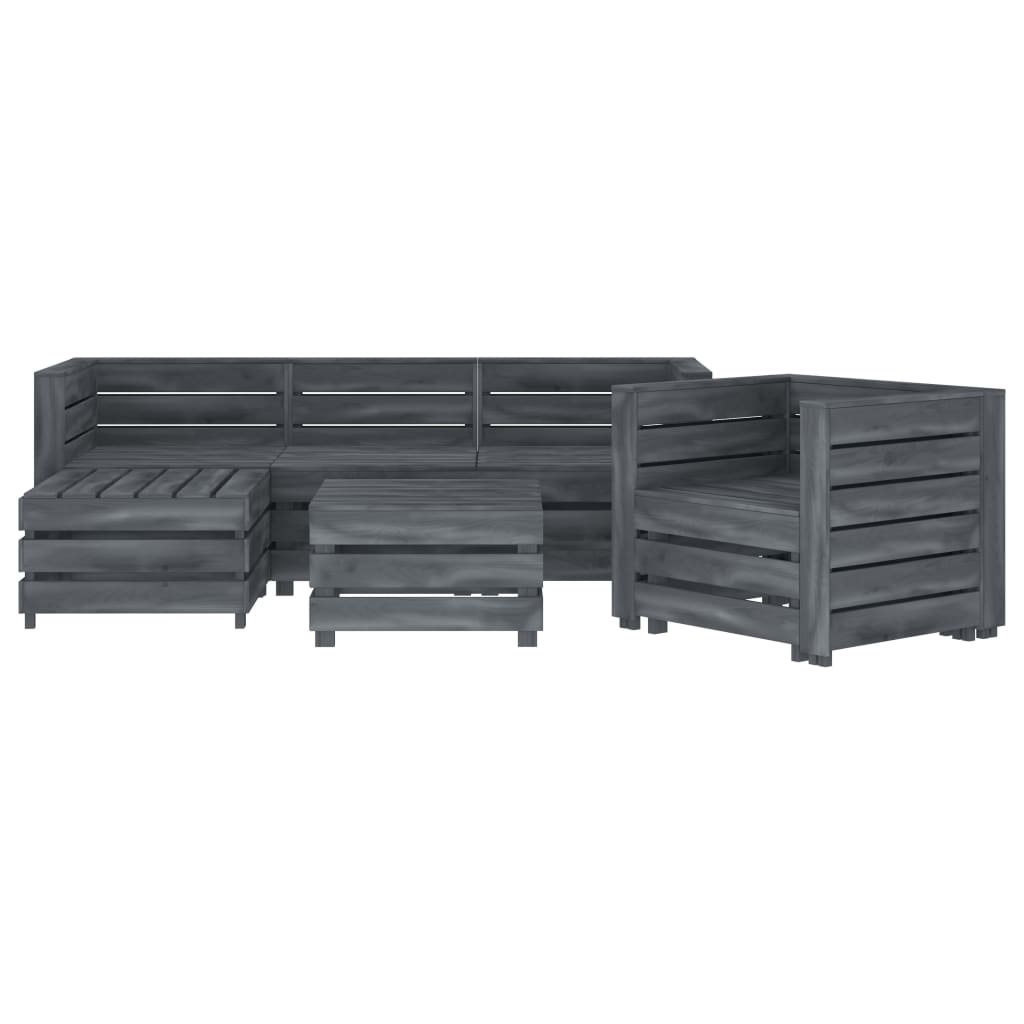 

vidaXL 6-delige Loungeset pallet hout grijs