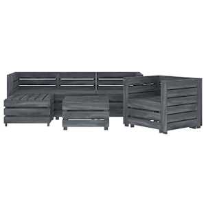 vidaXL Sodo poilsio komplektas i&scaron; palečių, 6 dalių, pilkas, mediena