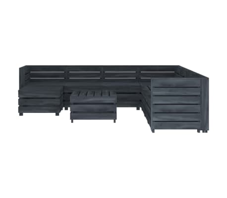 vidaXL Sodo poilsio komplektas i&scaron; palečių, 9 dalių, pilkas, mediena