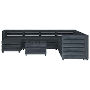 vidaXL Sodo poilsio komplektas i&scaron; palečių, 9 dalių, pilkas, mediena