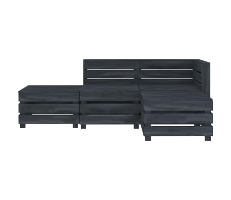 vidaXL Sodo poilsio komplektas i&scaron; palečių, 4 dalių, pilkas, mediena