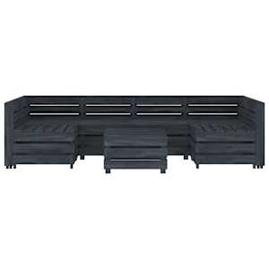 vidaXL Sodo poilsio komplektas i&scaron; palečių, 7 dalių, pilkas, mediena