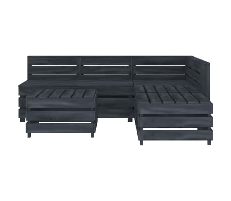 vidaXL Sodo poilsio komplektas i&scaron; palečių, 6 dalių, pilkas, mediena