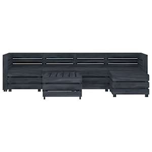 vidaXL Sodo poilsio komplektas i&scaron; palečių, 6 dalių, pilkas, mediena