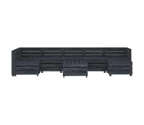 vidaXL Sodo poilsio komplektas i&scaron; palečių, 8 dalių, pilkas, mediena