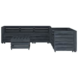 vidaXL Sodo baldų komplektas i&scaron; palečių, 6 dalių, pilkas, mediena