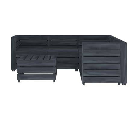 vidaXL Sodo poilsio komplektas i&scaron; palečių, 6 dalių, pilkas, mediena