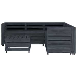 vidaXL Sodo poilsio komplektas i&scaron; palečių, 6 dalių, pilkas, mediena