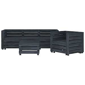 vidaXL Sodo poilsio komplektas i&scaron; palečių, 7 dalių, pilkas, mediena