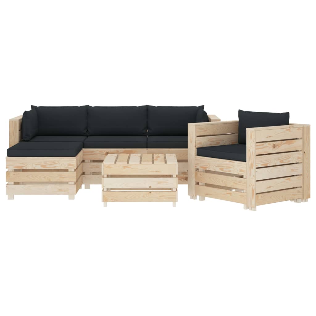 

vidaXL 6-delige Loungeset met antracietkleurige kussens pallet hout