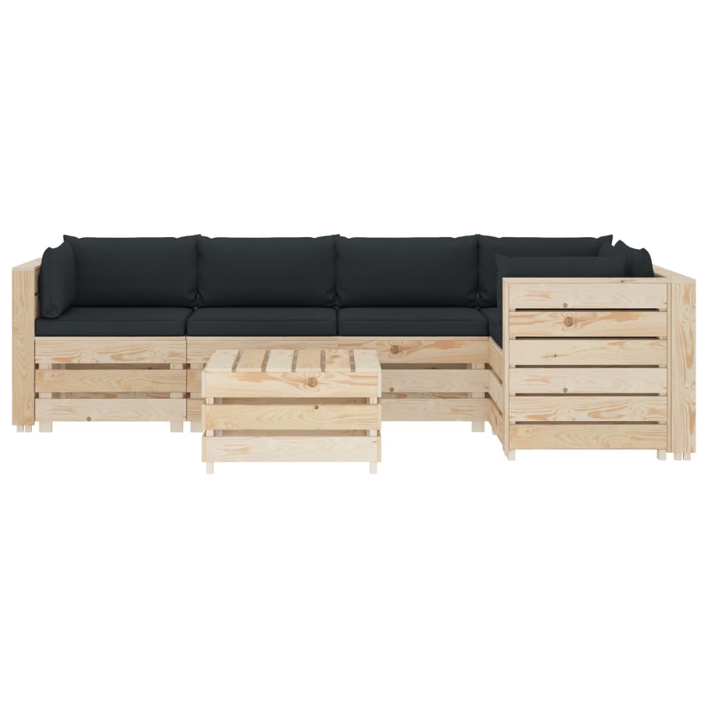 

vidaXL 6-delige Loungeset met antracietkleurige kussens pallet hout