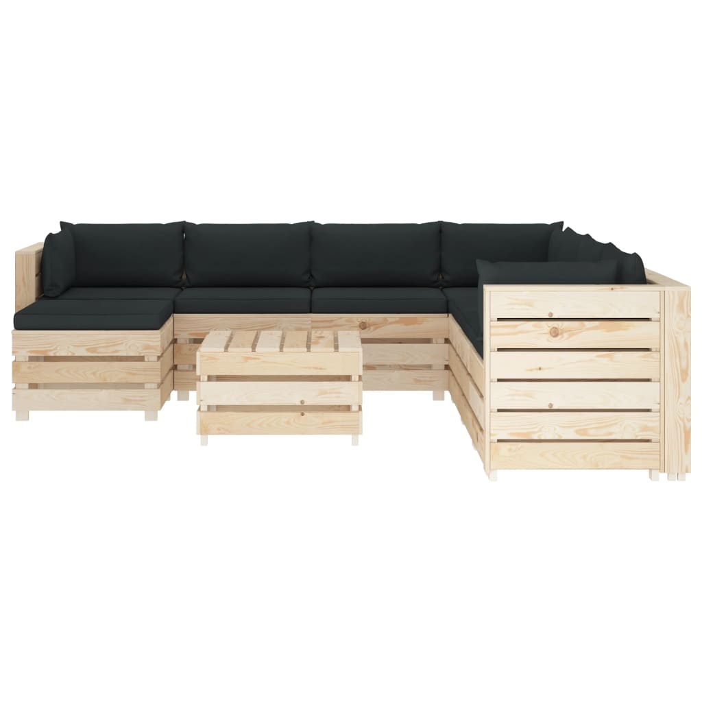 

vidaXL 9-delige Loungeset met antracietkleurige kussens pallet hout