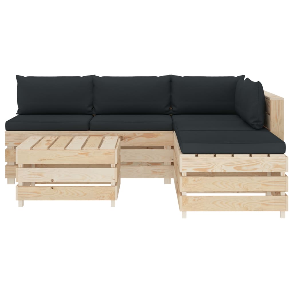 

vidaXL 6-delige Loungeset met antracietkleurige kussens pallet hout