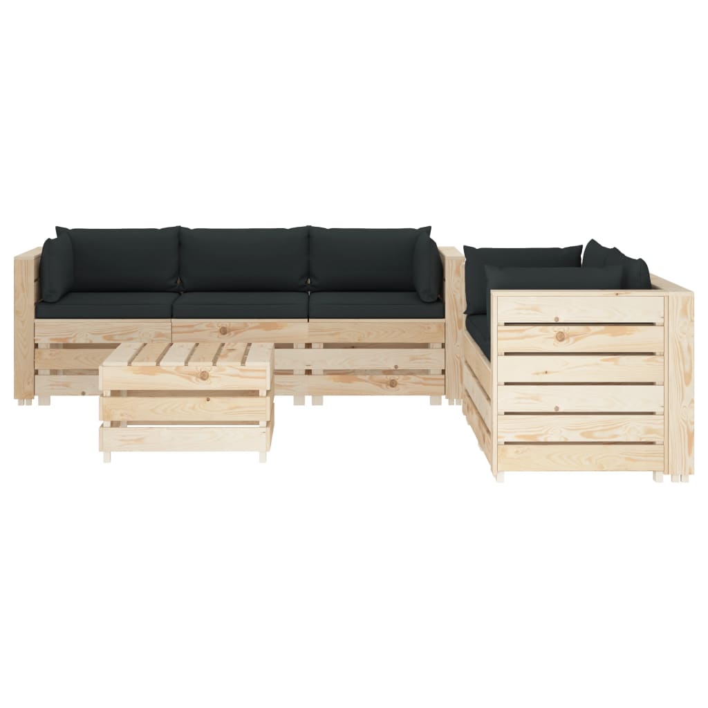 

vidaXL 6-delige Loungeset met antracietkleurige kussens pallet hout