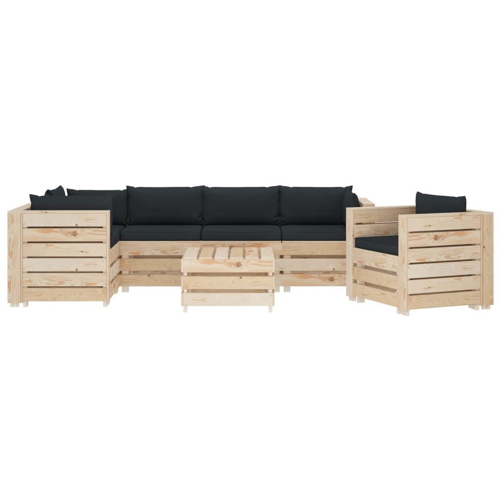 

vidaXL 7-delige Loungeset met antracietkleurige kussens pallet hout