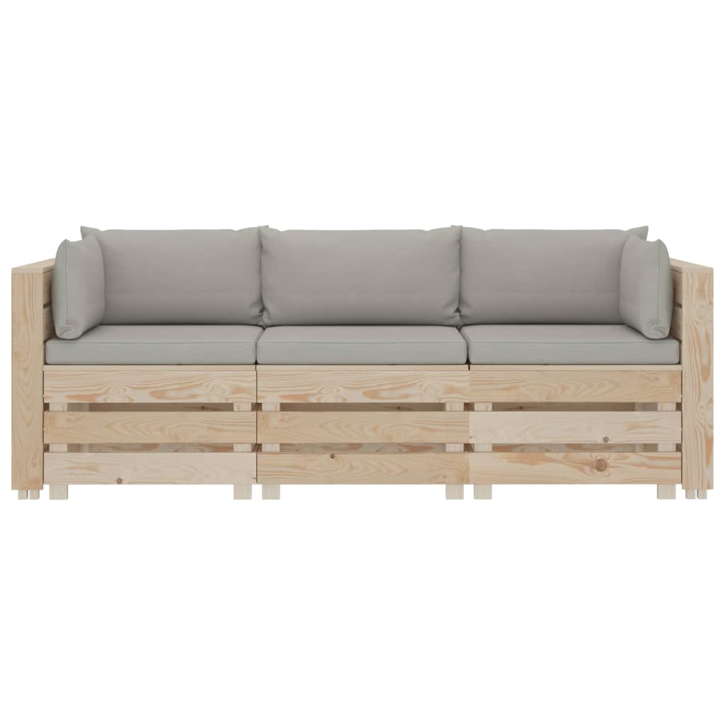 

vidaXL Tuinbank 3-zits met taupe kussens pallet hout