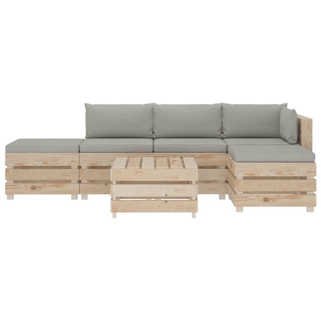 

vidaXL 6-delige Loungeset met taupe kussens pallet hout