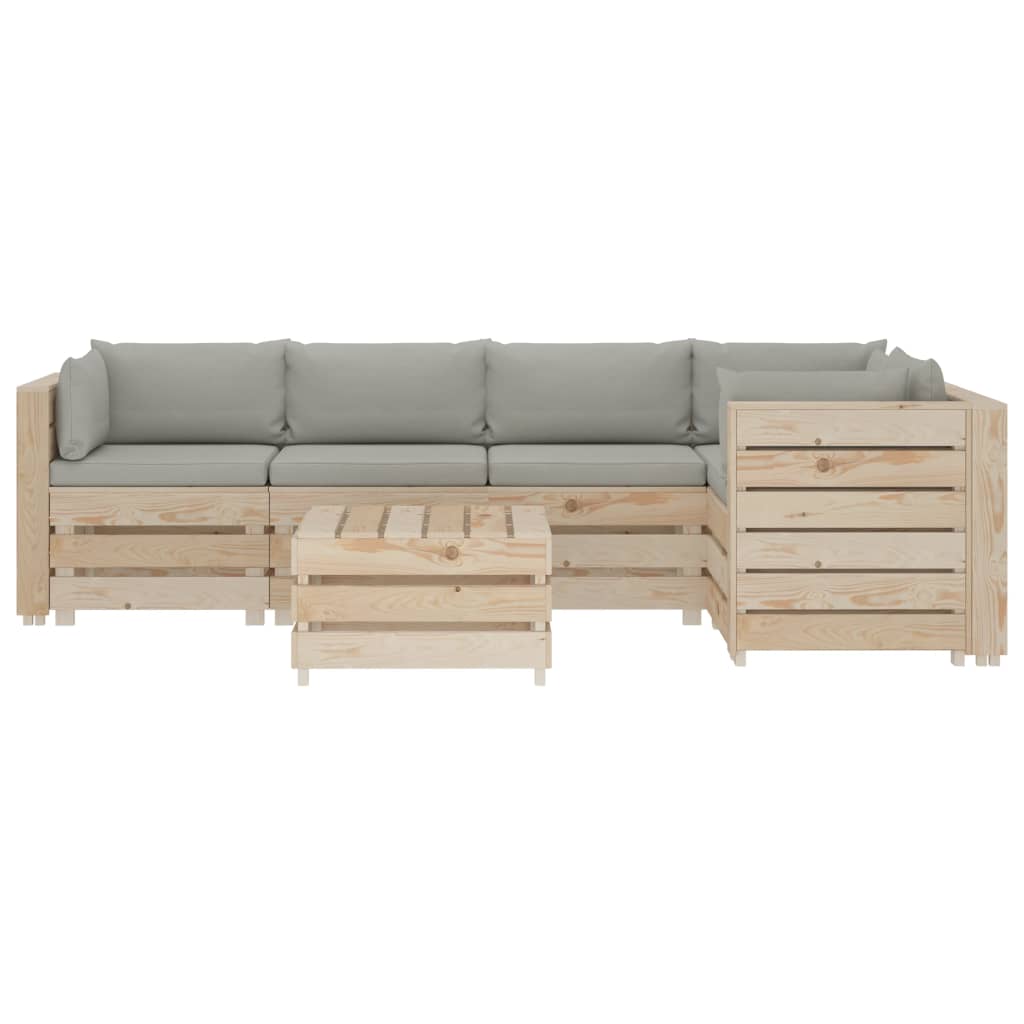 

vidaXL 6-delige Loungeset met taupe kussens pallet hout