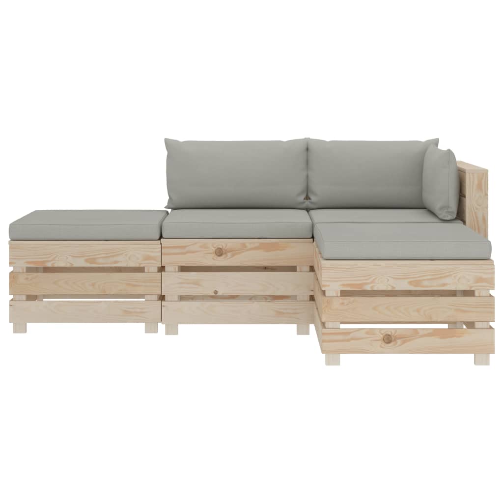 

vidaXL 4-delige Loungeset met taupe kussens pallet hout