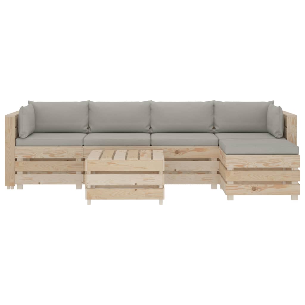 

vidaXL 6-delige Loungeset met taupe kussens pallet hout