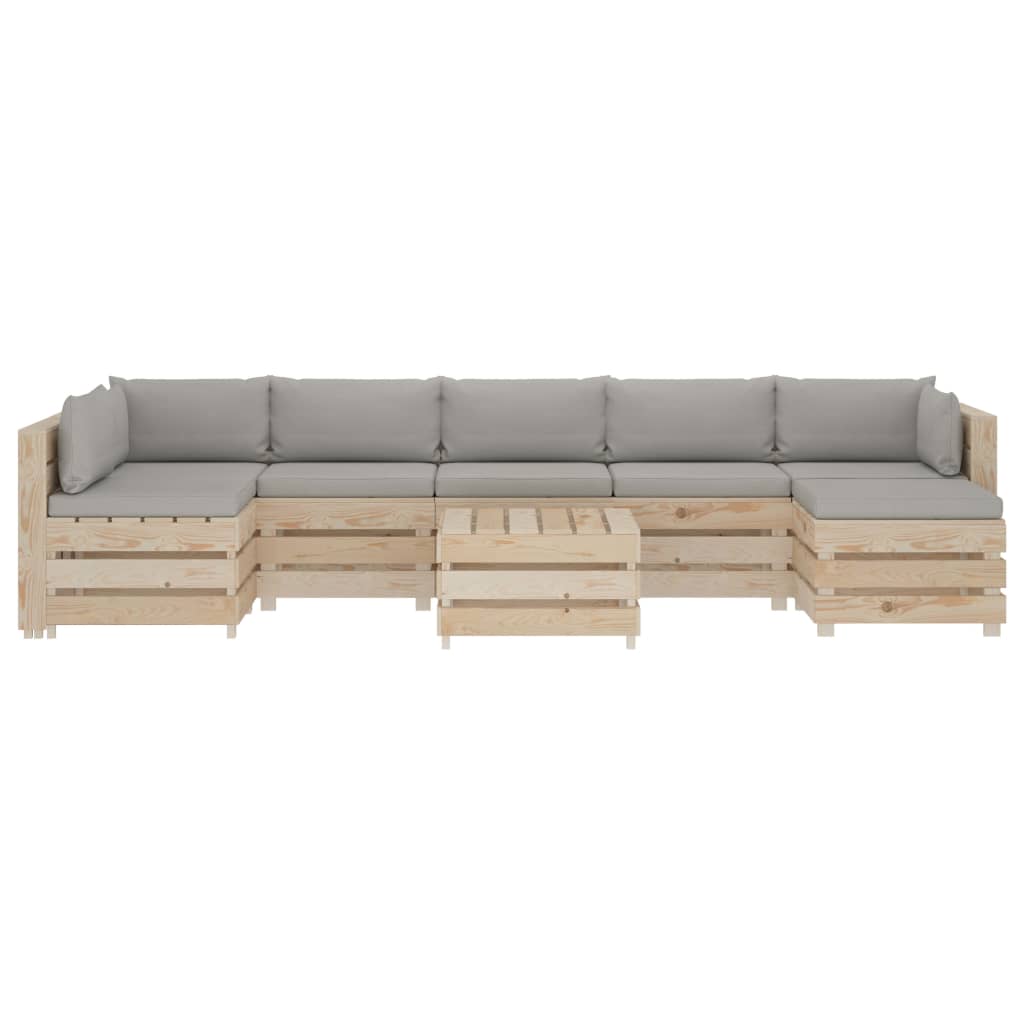 

vidaXL 8-delige Loungeset met taupe kussens pallet hout