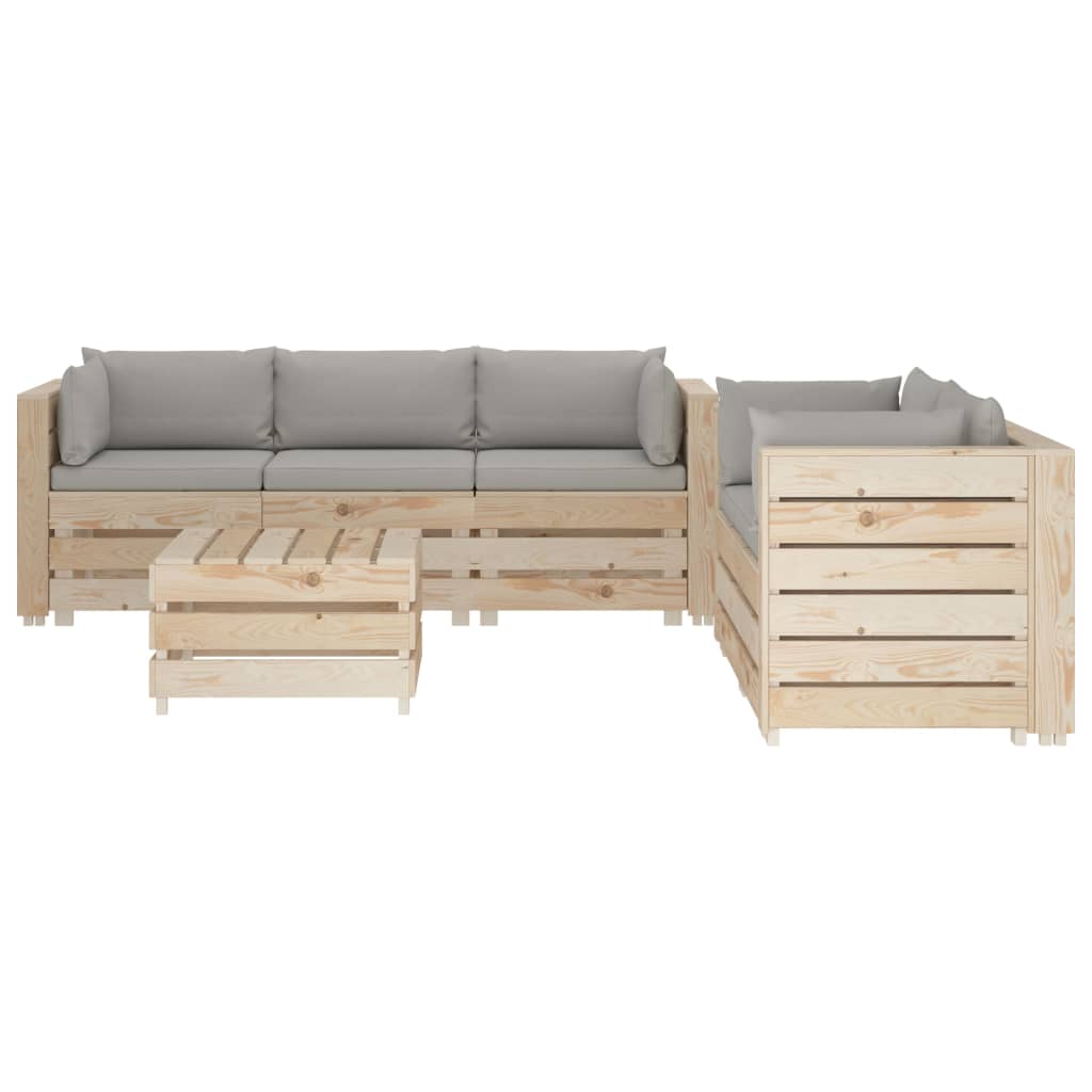 

vidaXL 6-delige Loungeset met taupe kussens pallet hout