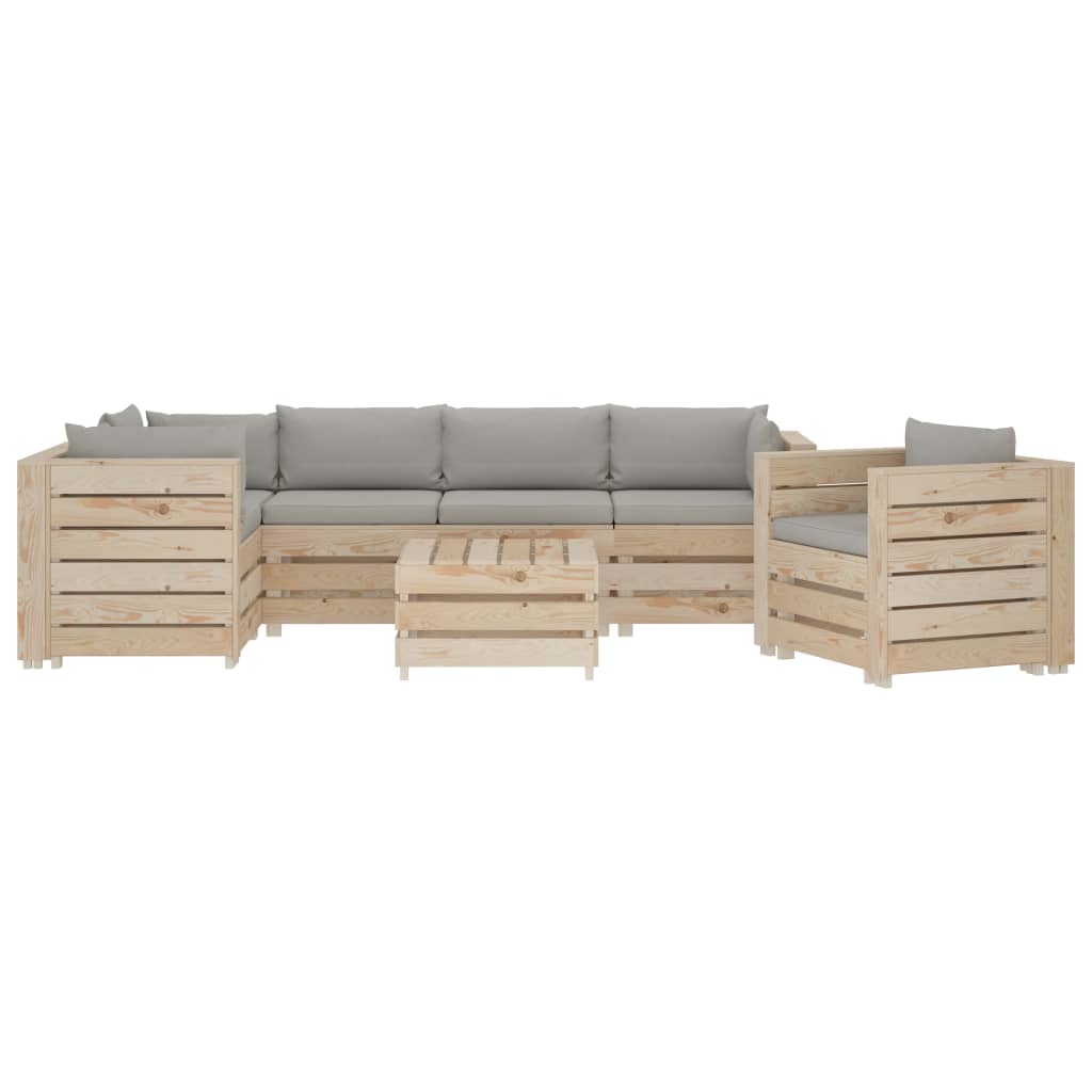 

vidaXL 7-delige Loungeset met taupe kussens pallet hout