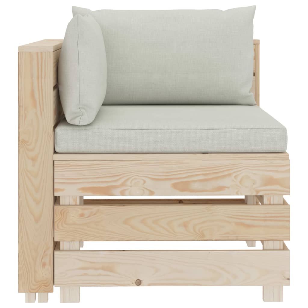 vidaXL Garten-Paletten-Ecksofa mit beigen Kissen Holz