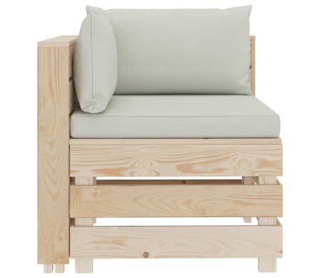 vidaXL Ogrodowa sofa narożna z palet z beżowymi poduszkami, drewniana