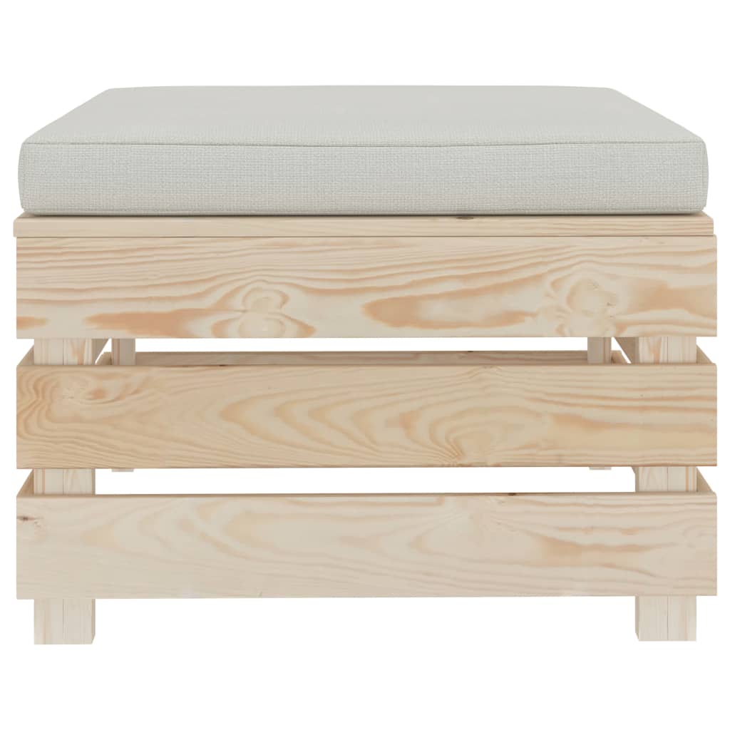

vidaXL Tuinpoef met beige kussen pallet hout