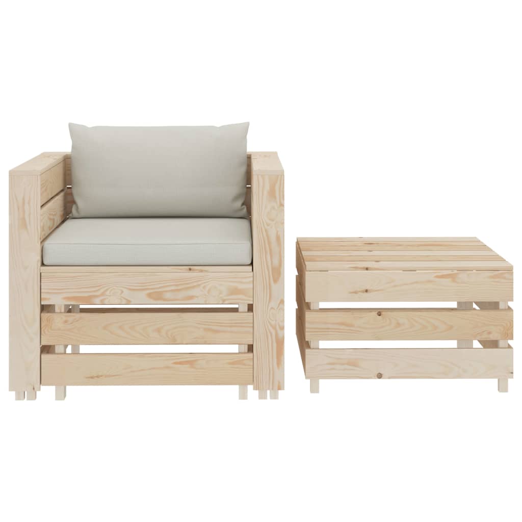 

vidaXL 2-delige Loungeset met beige kussens hout