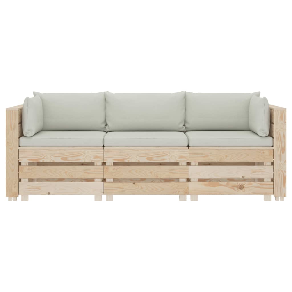 

vidaXL Tuinbank 3-zits met beige kussens pallet hout