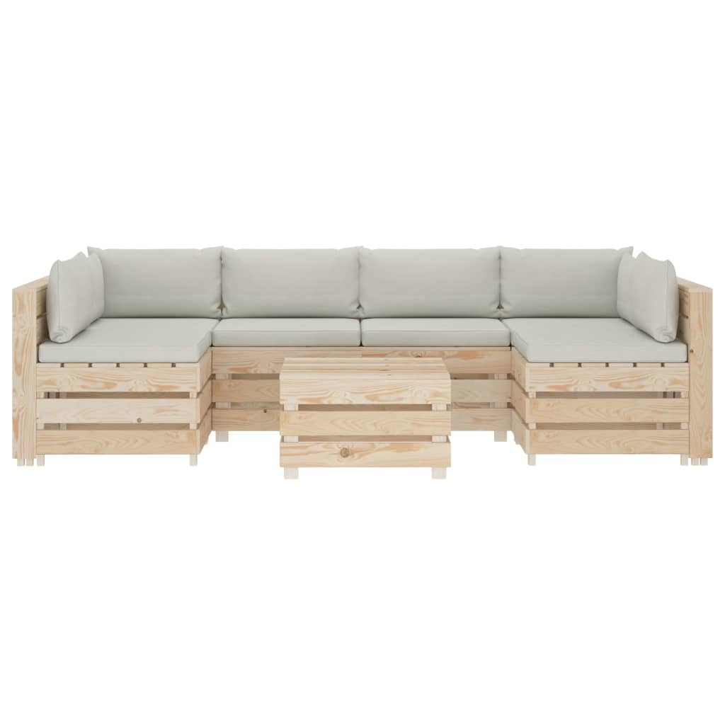 

vidaXL 7-delige Loungeset met beige kussens pallet hout